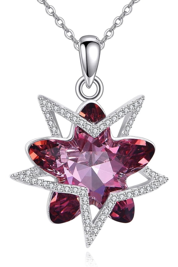 Star Crystal Necklace 925 Sterling Silver February Birthstone Pendant Jewelry Birthday Gifts for Women
