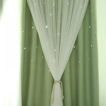 Star Curtains Curtains for Girls Bedroom Kids Curtain Baby Nursery Hollow-Out Star Window Curtain 79 inches Length Room Darkening Grommet 2 Layers (1 Panel,Green, W39 X L79)