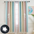 thumbnail image 1 of Star Curtains Stars Blackout Curtains for Kids Girls Bedroom Living Room Colorful Double Layer Star Cut Out Stripe Window Curtains, 1 Panel -(52W x 63L, Pink/Blue), 1 of 7