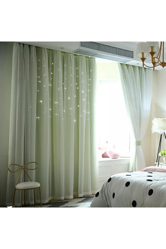 Star Curtains Stars Blackout Curtains for Kids Girls Bedroom Living Room, Double-Deck Cloth & Blackout Floor-standing Curtain Star Hollow Curtain Drape,1 Panel, 78"x40"