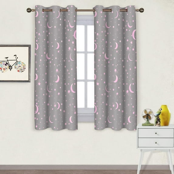 Star Curtains for Bedroom 42x63inch Kids Blackout Curtains Grey Blackout Curtains Insulated Room Darkening Window Drapes for Nursery 2 Panels