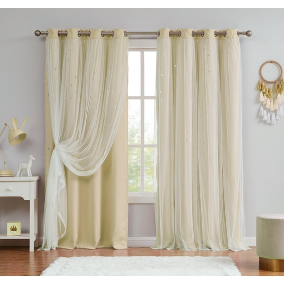 Star Cut-out Blackout Window Panel Pair Tan 50x84X2