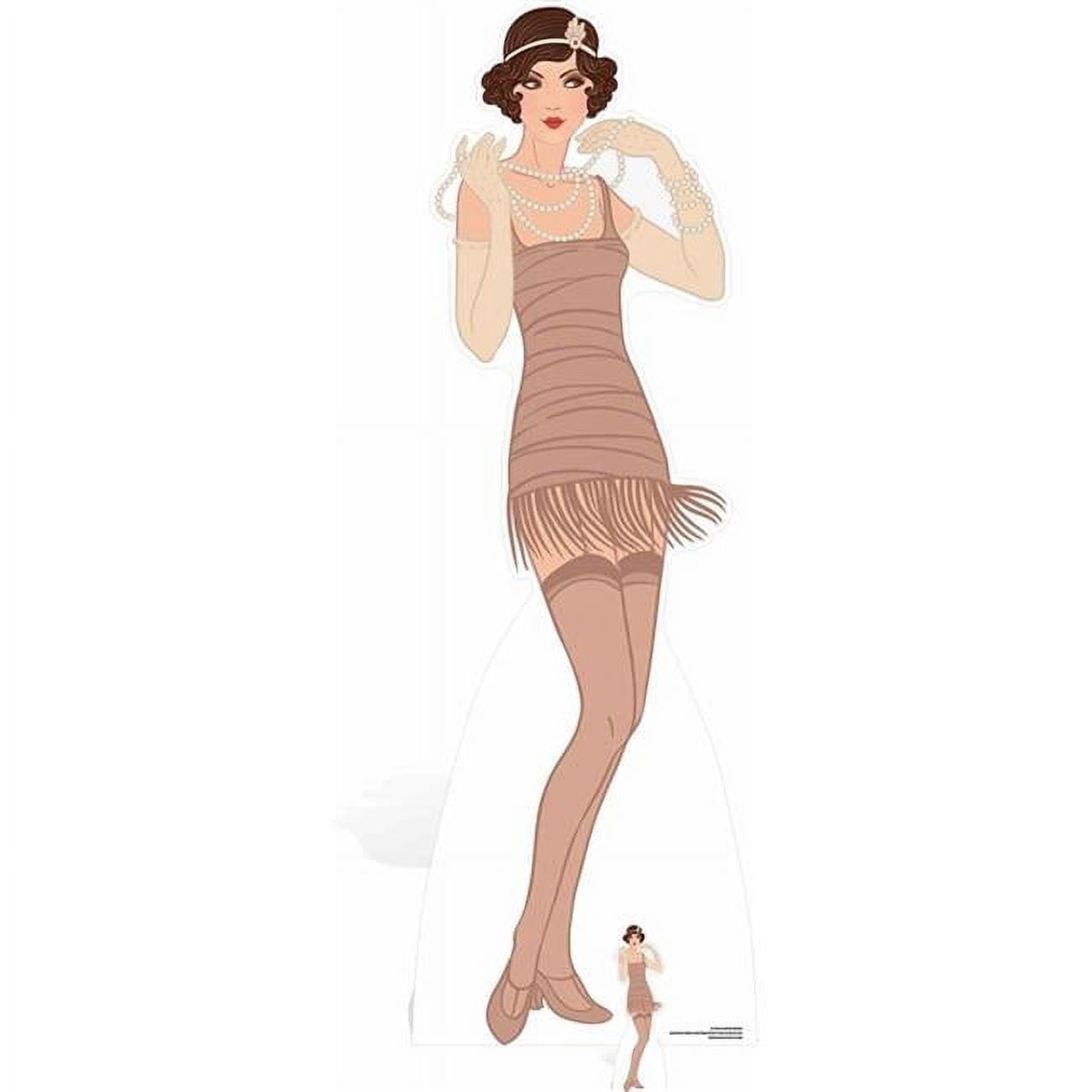 Star Cutouts SC1026 Gatsby 1920s Beige Flapper Girl Life Size Cardboard