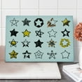 thumbnail image 1 of Star Cutting Board, 16 Stars Hand Drawn Style Colorful Art Rock Punk Themed Teen Room Design, Decorative Tempered Glass Cutting and Serving Board, Large Size, Yellow White, by Ambesonne, 1 of 1
