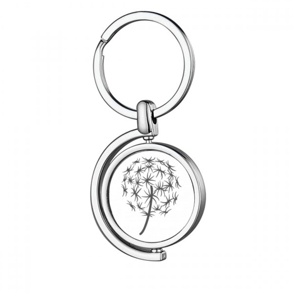 Star Dandelion Outline Flower Rotating Keychain Metal Keyring Holder