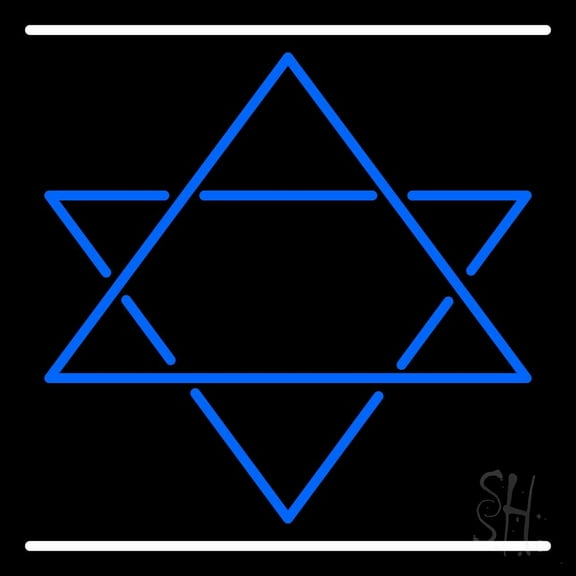 Star Of David LED Neon Sign 16" Tall x 16" Wide - inches Black Square Cut Acrylic Backing, with Dimmer - Premium built indoor Sign for Home dcor, Event, Religious place, Store interior, Office.