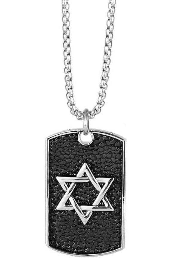 Star of David Pendant Shield Hexagram Titanium Neckalce,Six Pointed Star Estrella De David Amulet Necklace Symbol Star of David Shield Necklace for Men