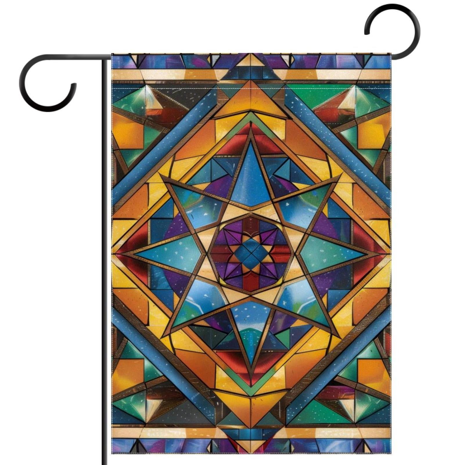 Star of David Vintage Pattern Double Sided Garden Flag Decorative Weather Resistant Yard Flag, Large DIY Vertical Flag for Farmhouse Patio Lawn, 28x40 Inch