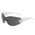 thumbnail image 1 of Star Decor Rimless Wraparound 2000s Retro Sunglasses UV400 PC Lens Unisex Party Fashion Shades, 1 of 3