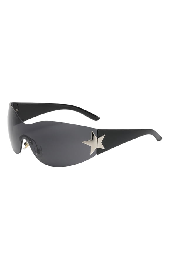 Star Decor Rimless Wraparound 2000s Retro Sunglasses UV400 PC Lens Unisex Party Fashion Shades