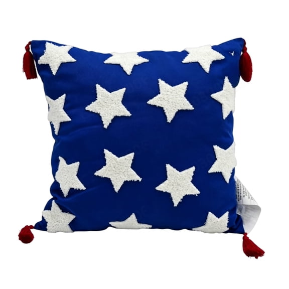 Star Decorative Throw Pillow With Tassels Patriotic Pillow For Independence Day Home Decor