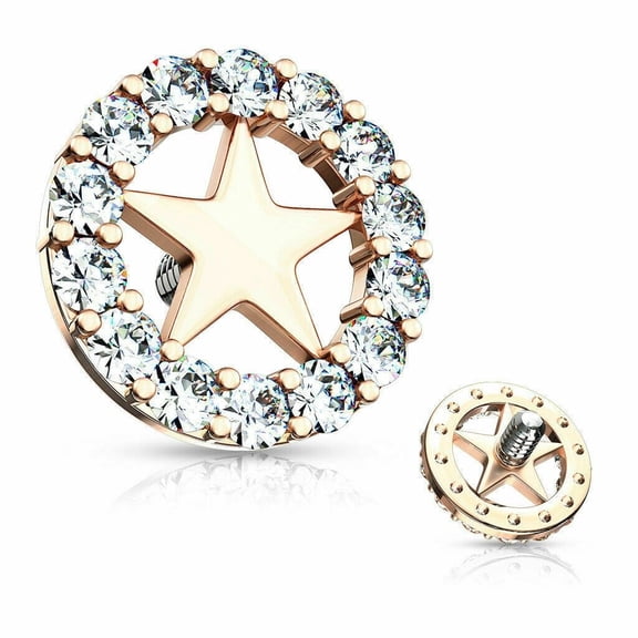 Star Dermal Anchor Top with Clear Pav'e Setting 14g