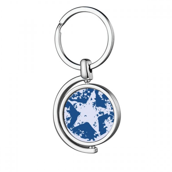 Star Design Illustration Pattern Rotating Keychain Metal Keyring Holder