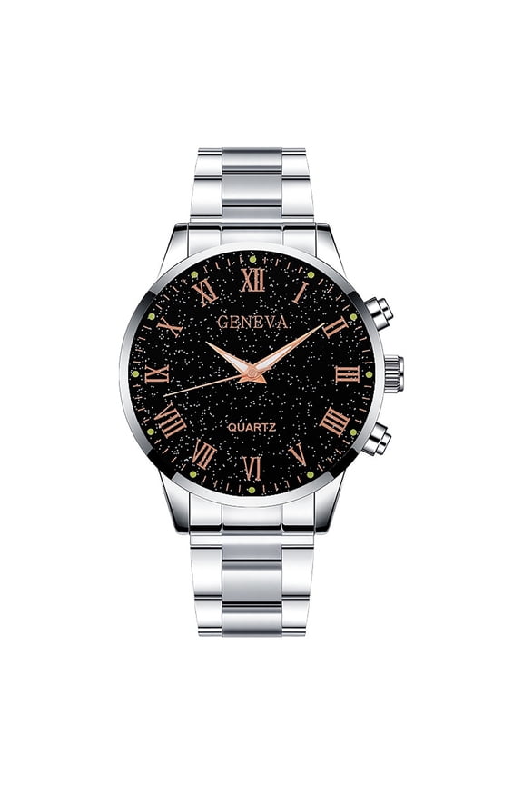 Star Dial Roman Numeral Watch Neutral Style Watches Various Options Metal Strap