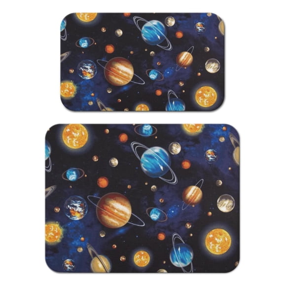 Star Dish Drying Mat, Moon Sun Rocket Alien Absorbent Kitchen Mat, Outer Space Aesthetic