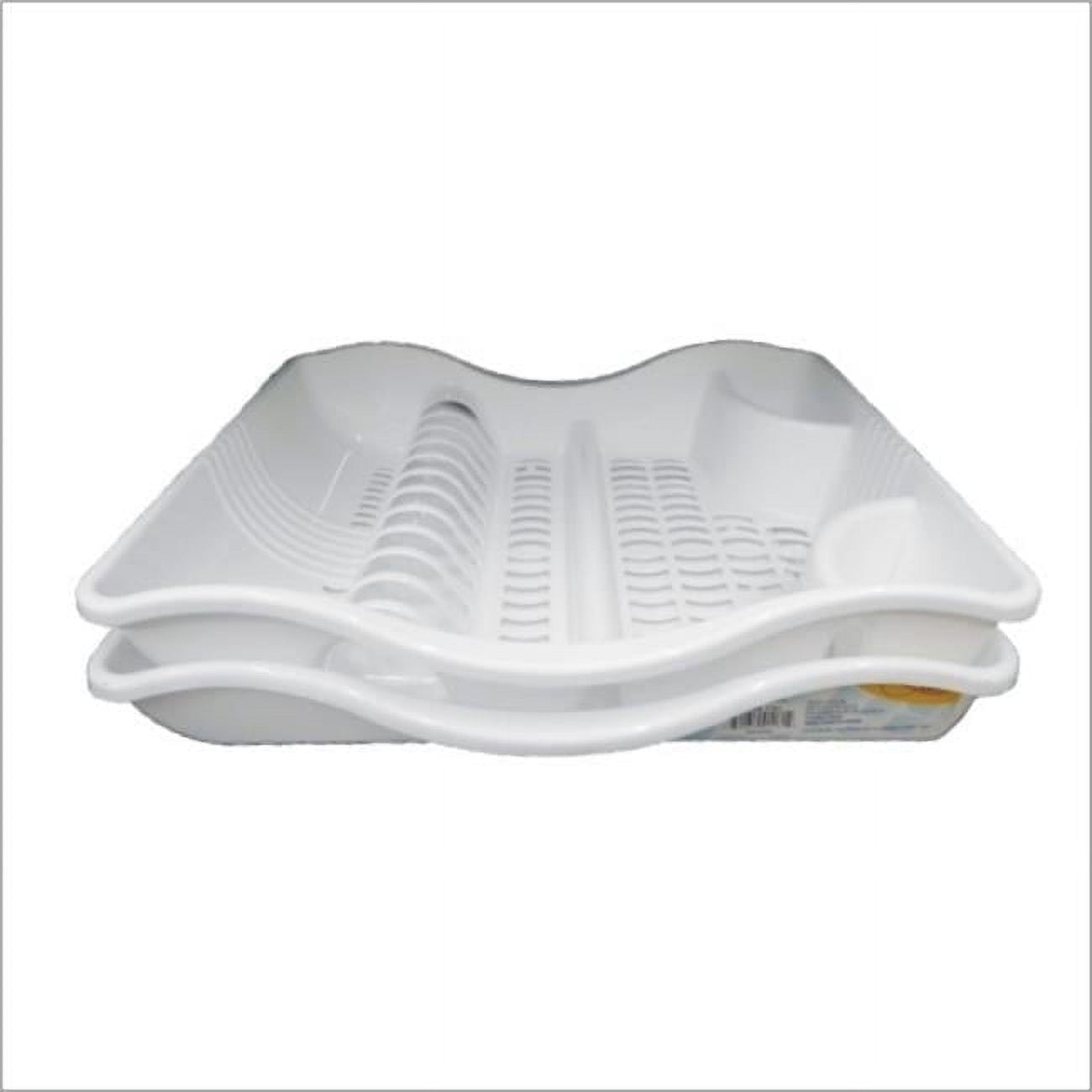 White Plastic 2-Tier Dish Rack with Tray