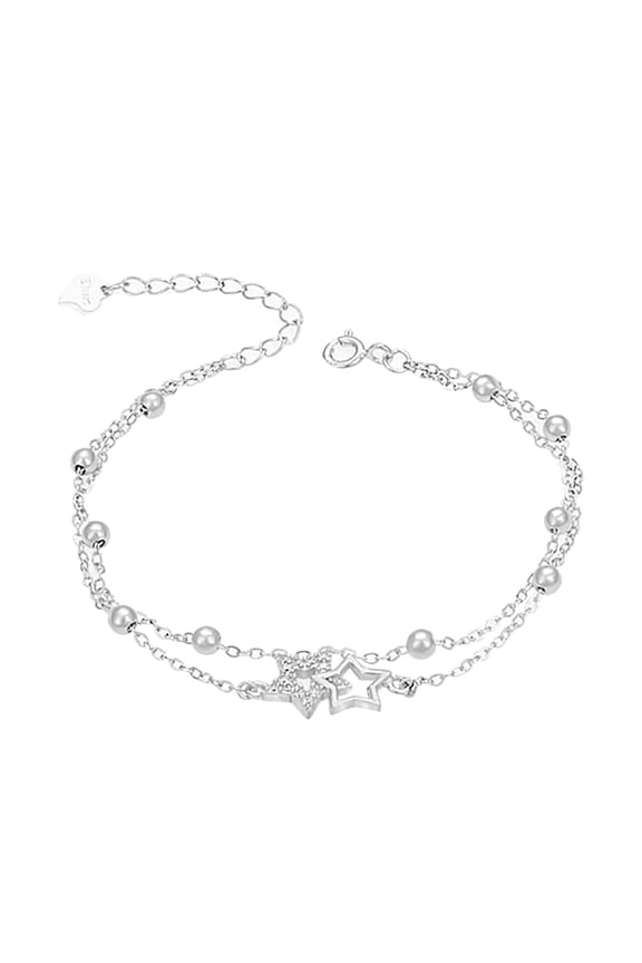 Star Double Bracelet Female Summer Light Design Birthday Gift Gold One Size Alloy
