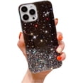 thumbnail image 1 of Star Drip Glitter Sequins Phone Case, Clear Phone Case, Glitter Pink Sequins, Ladies' Favourite for iPhone 15 14 13 12 11 Pro Max Mini XS XR 7 8 6 Phone Case (Black,iPhone X/XS), 1 of 8