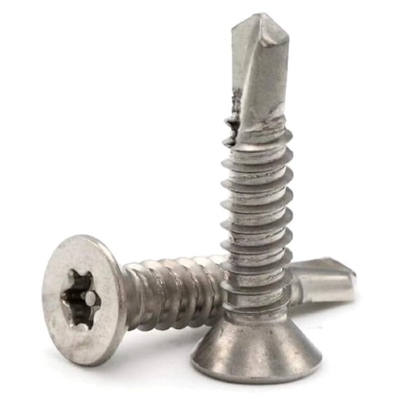 Star Drive with Pin Security Flat Head Self Drilling Screws 410 Stainless Steel - #8 x 1/2" Qty 250