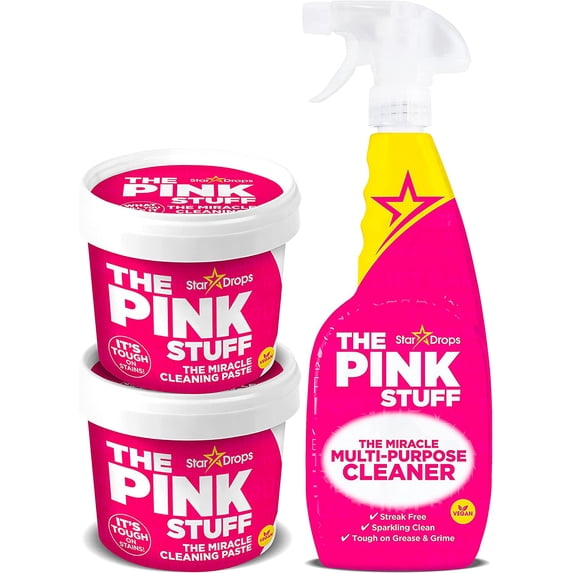 Star Drops - Pink Miracle - Miracle Cleaning Cream and Multi-Purpose Spray Set (2 cleaning creams, 1 multi-purpose spray)