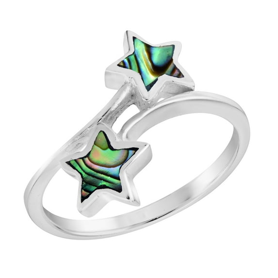 Star Duality Inlaid Abalone Shell Sterling Silver Statement Ring for Female Anniversary Jewelry Gift-7