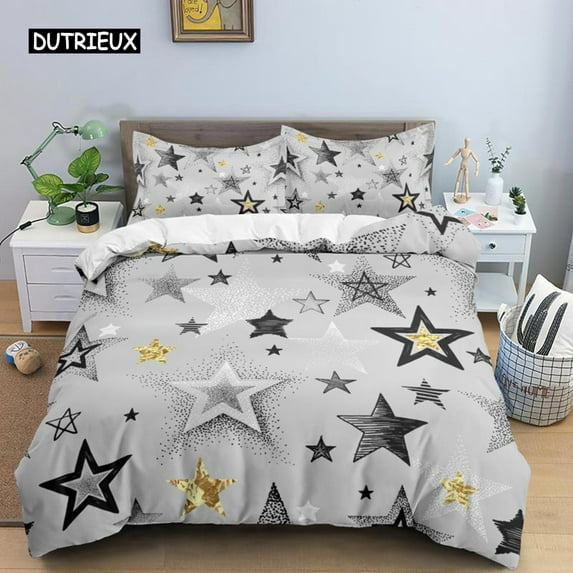 Star Duvet Cover Set Colorful Stars Pattern Print Twin Bedding Set For Kids Teens Double King Size