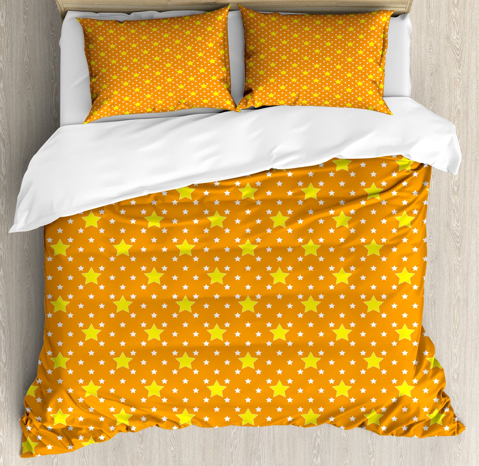 King Yellow Orange Star Pattern Duvet Cover Set