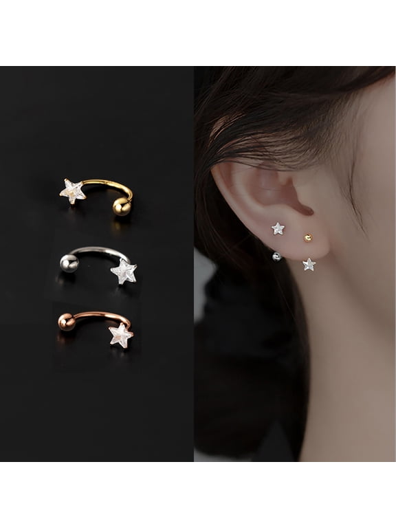 Star Ear Jackets Front Back Earrings,Star Ear Jacket Earrings,Minimalist Dainty Earrings,Simple Everyday Earrings,Rose Gold Star Earrings
