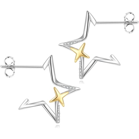 Star Earrings 925 Sterling Silver Unique Star Stud Earrings Celestial Jewelry Gifts for Women Men