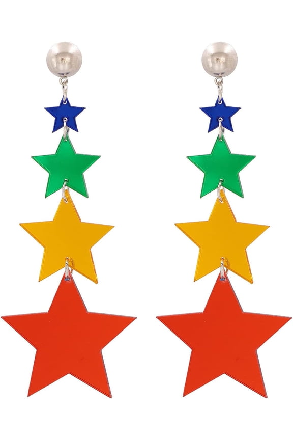 Star Earrings Multilayer Acrylic Big Star Drop Dangle Earrings Colorful Neon Star Tassel Earrings For Women 80S Jewelry[Z1]