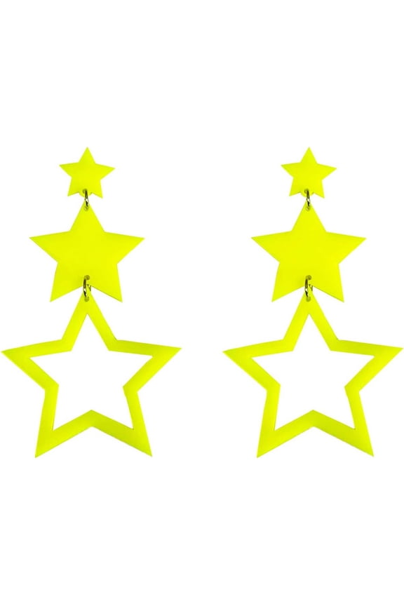 Star Earrings Multilayer Acrylic Big Star Drop Dangle Earrings Colorful Neon Star Tassel Earrings For Women 80S Jewelry[Z1]