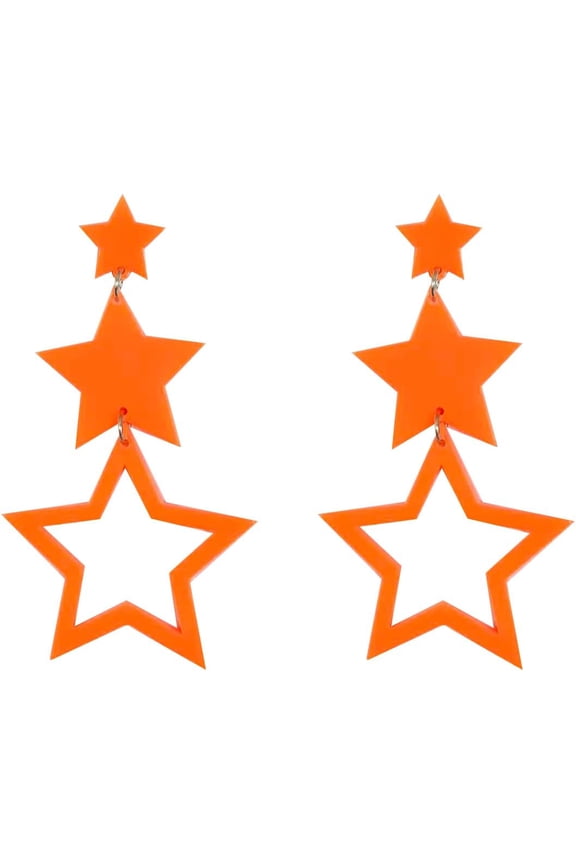Star Earrings Multilayer Acrylic Big Star Drop Dangle Earrings Colorful Neon Star Tassel Earrings For Women 80S Jewelry[Z1]