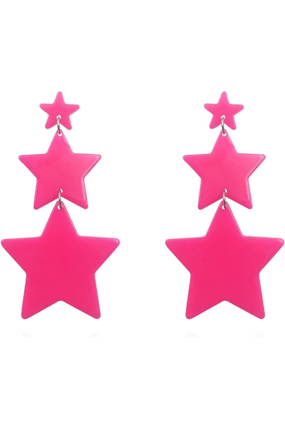 Star Earrings Multilayer Acrylic Big Star Drop Dangle Earrings Colorful Neon Star Tassel Earrings For Women 80S Jewelry[Z1]