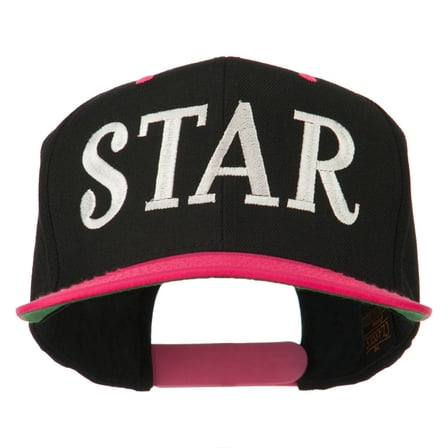 Star Embroidered Snapback Cap - Black Pink OSFM