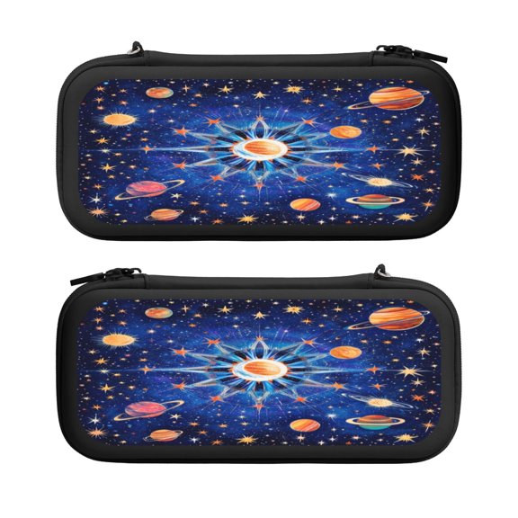 Star Explode, Carrying Case For Nintendo Switch & OLED Version, Eva Lightweight Shockproof Protective Pouch Case for Game Console & Accessories with 10 Game Card Slot & Wristband, Black