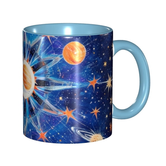 Star Explode Coffee Mug Fun Custom Ceramic Mugs 11oz Sky Blue