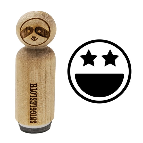 Star Eyes Happy Face Big Smile Mouth Emoticon Rubber Stamp for Scrapbooking Crafting Stamping - Large 1-1/4 Inch