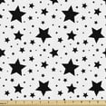 thumbnail image 1 of Star Fabric by the Yard, Monochrome Illustration of 5 Pointed Star Silhouette Abstract Night Sky Design, Decorative Upholstery Fabric for Chairs & Home Accents, 2 Yards, Black White by Ambesonne, 1 of 4