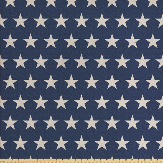 Ambesonne Star Fabric by the Yard Upholstery, Patriotic Freedom, 2 Yards, Violet Blue and Tan