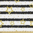 thumbnail image 1 of Star Fabric by the Yard, Stars and Dots with Digital Effect on Striped Pattern Celebration Theme Party, Decorative Upholstery Fabric for Sofas and Home Accents, 1 Yard, Black White Yellow by Ambesonne, 1 of 4