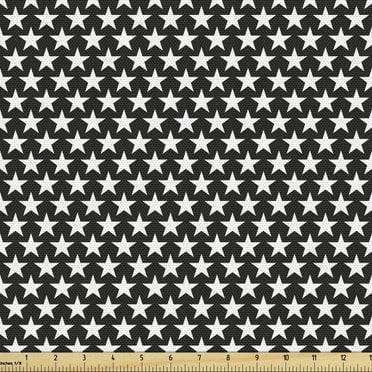 Ambesonne Star Fabric by the Yard Upholstery, Monochrome Celestial Symbol, 2 Yards, Charcoal Grey and White
