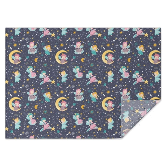 Star Fairy Princess Pattern Rectangle Tablecloth 60"x84",Waterproof Polyester Rectangle Table Cloth, Wipeable Spillproof Polyester Tablecloth for Dining, Camping, Indoor and Outdoor