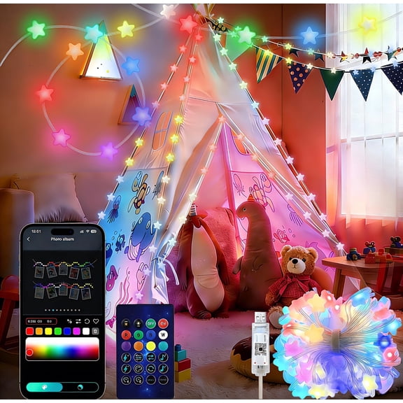 Star Fairy String Lights Plug-In, 33ft 66 LED Twinkle Star Lights with Timer, Remote & App Control, Music Sync, Waterproof LED String Lights for Bedroom, Bed, Patio, Party, Wedding & Holiday Decor
