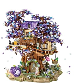 Star Fairy Treehouse Building Blocks Set, Japanese Sakura Tree House, Violet Cherry Tree Bonsai Creative Architecture, Home Decor or Idea Gifts for Adults, Mini Particles 3991 PCS (1065)