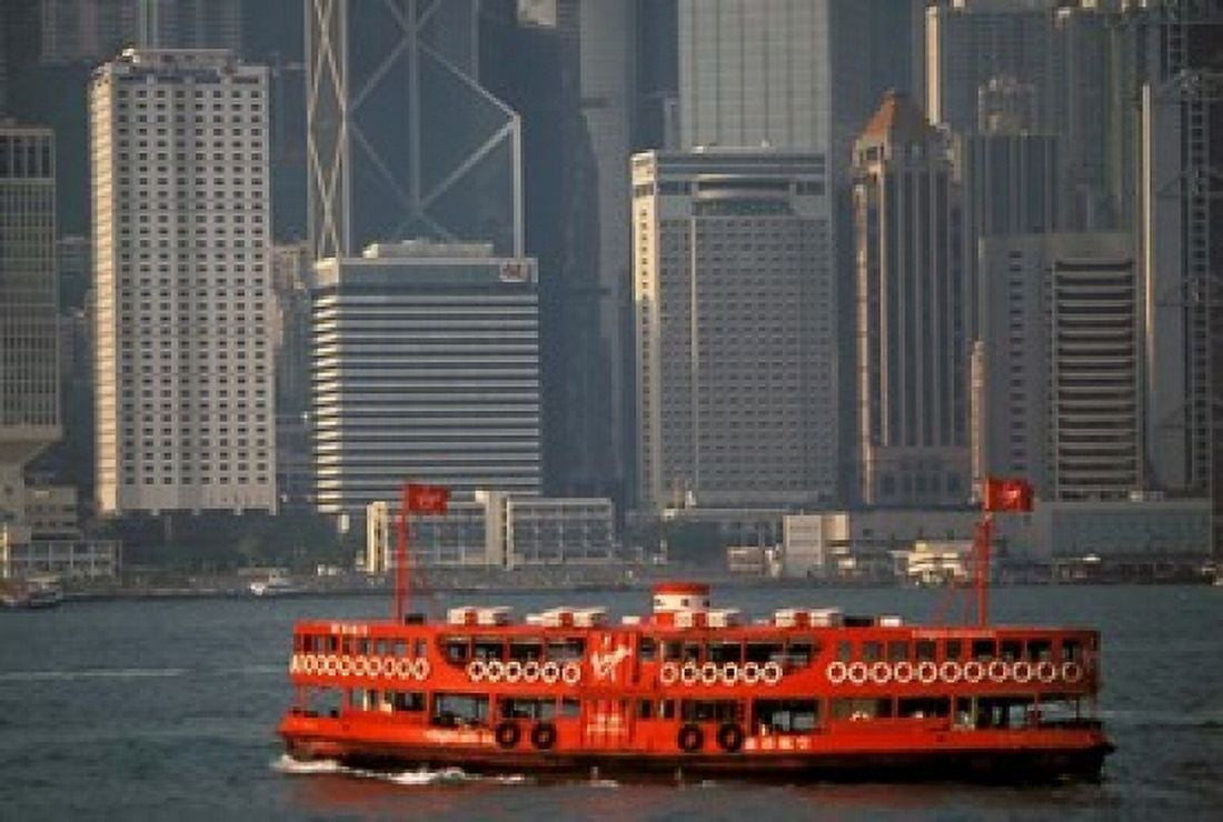 Star Ferry in Hong Kong Harbor Hong Kong China Canvas Art - Walter Bibikow DanitaDelimont (35 x 24)