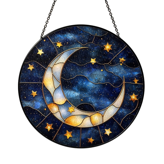 Star Filled Night Sky Glass Window Hanging – Decorative Art
