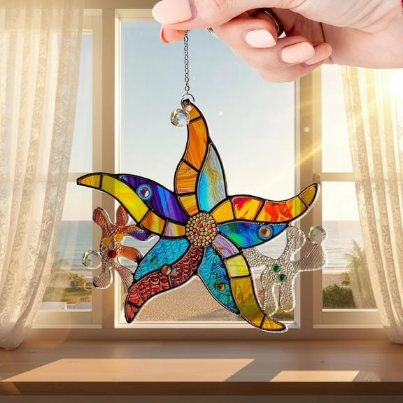Star Fish Beach Ocean Coastal Acrylic Suncatcher Window Hangings Home Decor