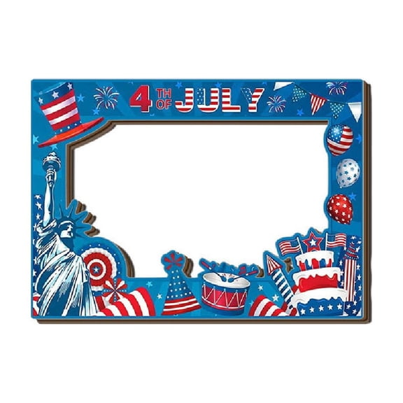 Star Flag Pattern Wooden Photo Frame, Independence Day Patriotic Picture Frame, Solid Wood Photo Holder for Home Desktop Holiday Memory Photo Display Decor