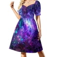 thumbnail image 1 of Star Flag Pirnt Dress USA 4th of July Independence Day Trendy Dresses Short Sleeve Street Casual Dress V Neck Clothes, 1 of 7