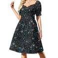 thumbnail image 1 of Star Flag Pirnt Dress USA 4th of July Independence Day Trendy Dresses Short Sleeve Street Casual Dress V Neck Clothes, 1 of 7